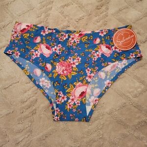 Secret Treasures Blue and Pink Floral Bikini Bottom